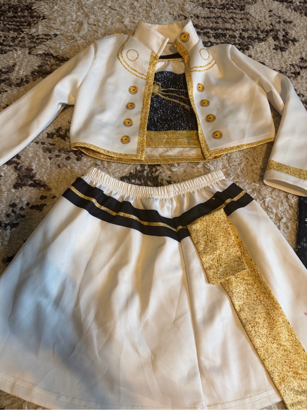 White and Gold Kids Costume Dress with Jacket - Unbranded